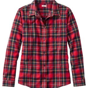 L.L.Bean Red Scotch Plaid Flannel Button Down Collared Shirt - Size XS